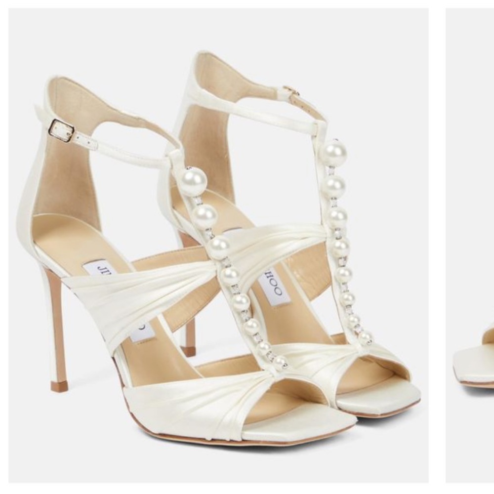 Jimmy Choo
Women's Metallic Bridal Aura Caged Satin Sandals